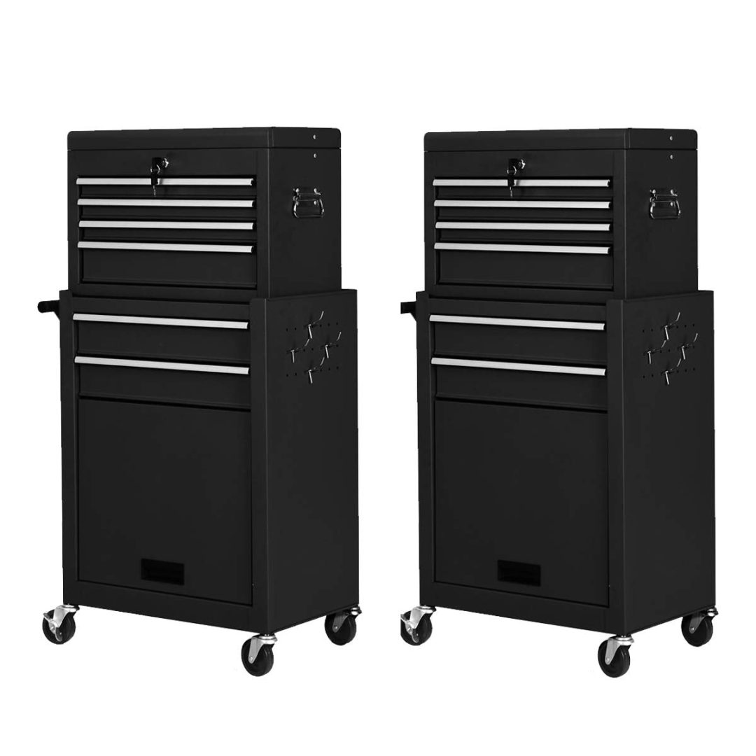 ZenVora 2-Piece 6-Drawer Rolling Tool Chest – Toolbox Set of 2