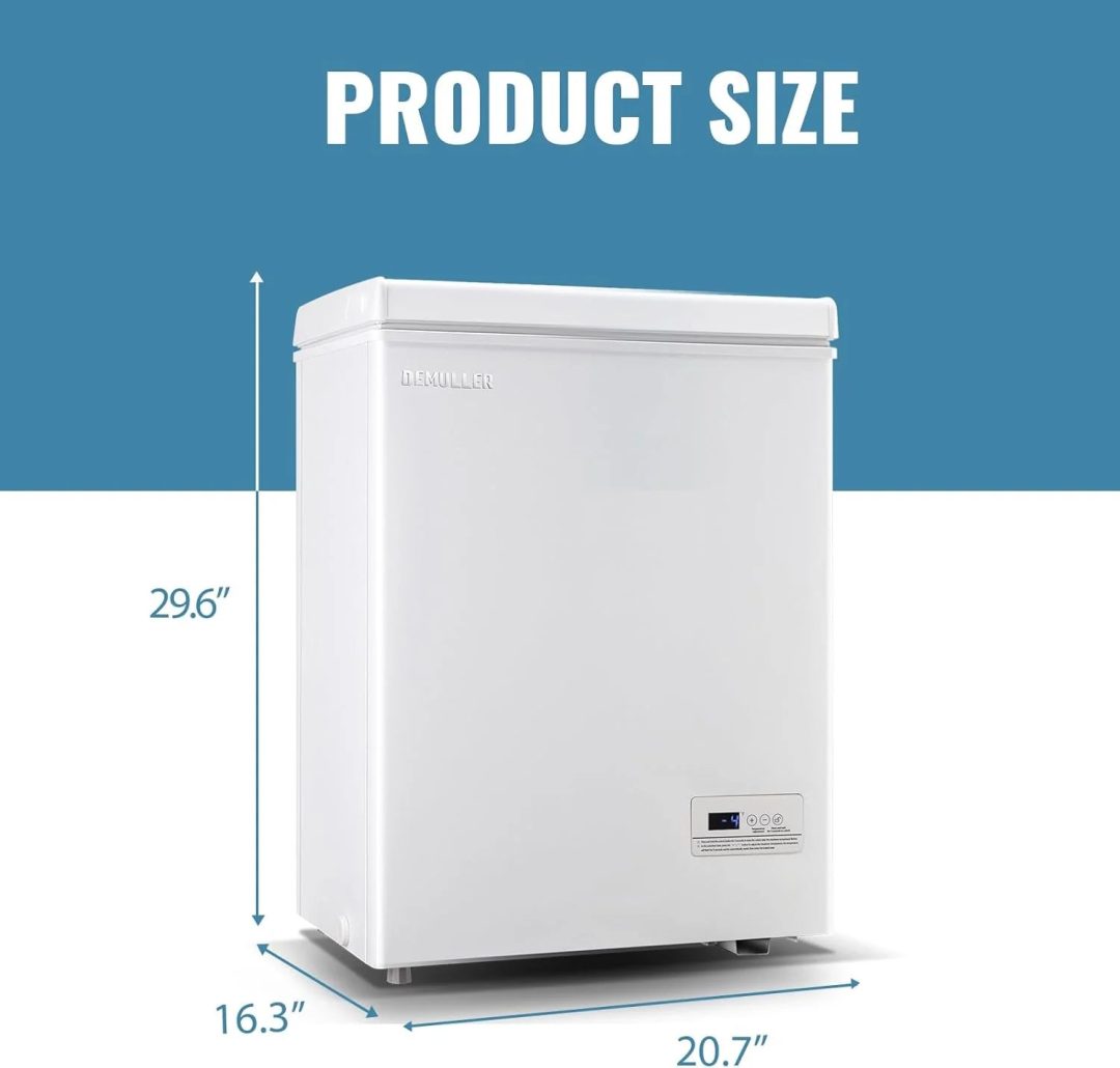 ZenVora 5.0 Cu. Ft. Chest Freezer with 2 Removable Stainless Steel Baskets, Electronic Control, 41°F to -15°F, Black