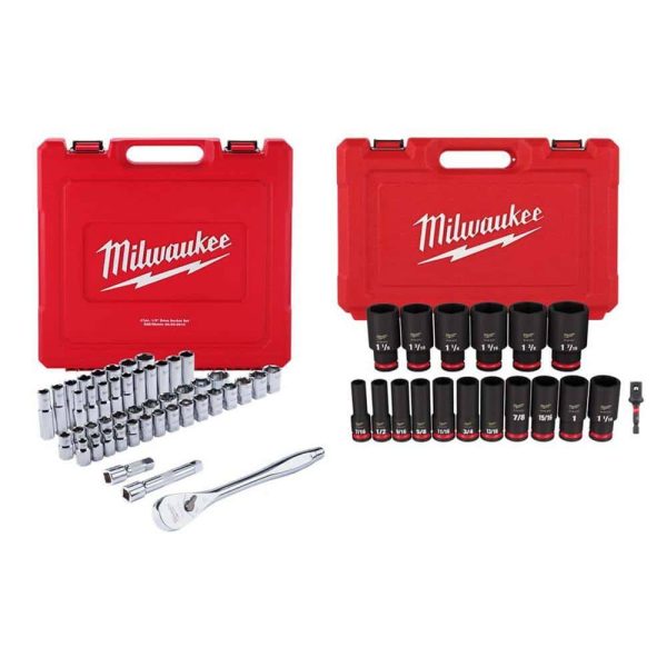 ZenVora 1/2 in. Drive SAE/Metric Ratchet and Socket Mechanics with Shockwave 1/2 in. Drive SAE Impact Socket Set (65-Piece)