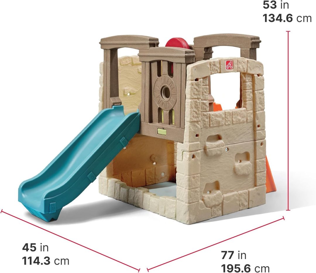 ZenVora Kids Outdoor Playset with Slide & Climbing Wall, Backyard Playground Equipment for Children
