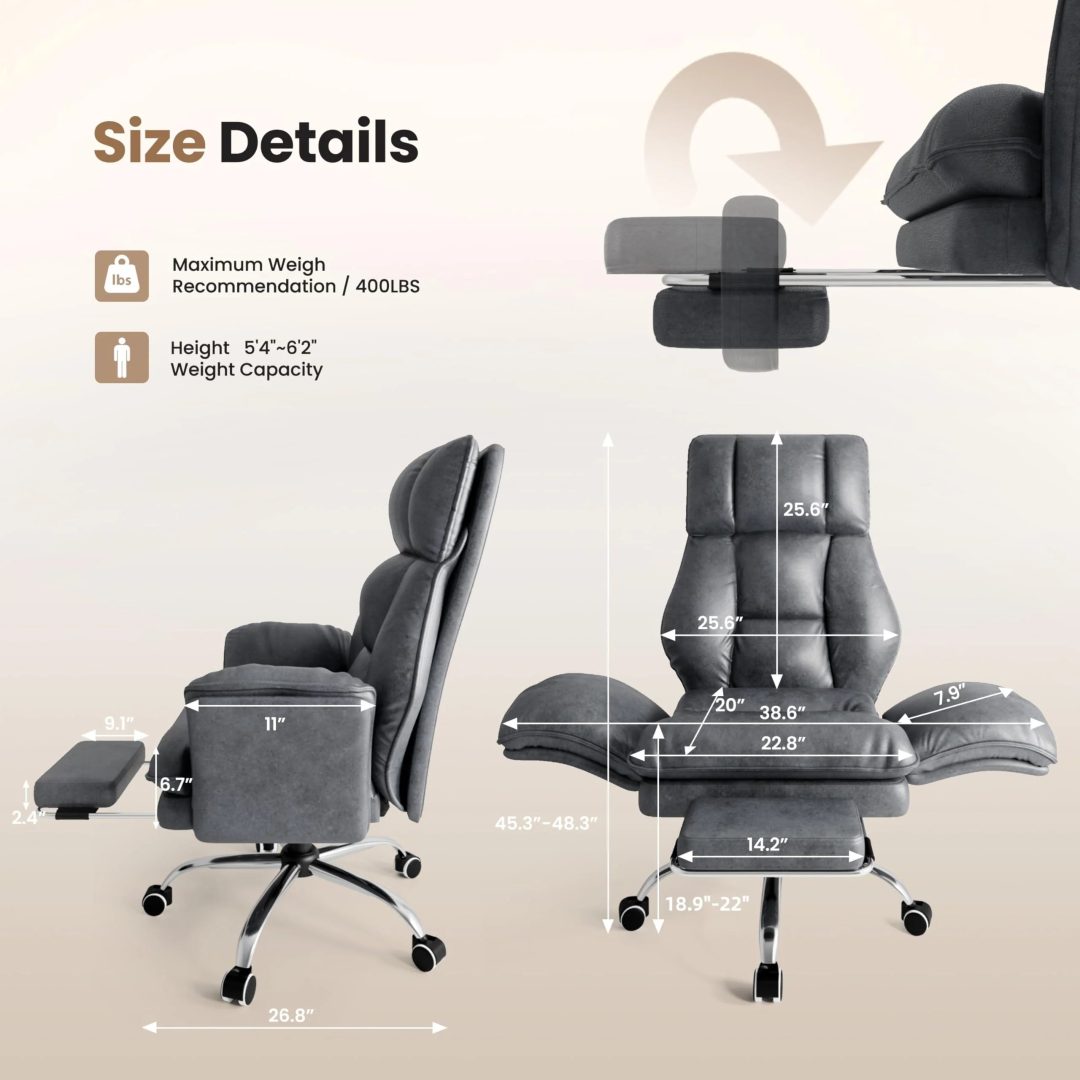 Big and Tall Executive Ergonomic Office Chair, High Back Computer Desk Chair for Home Office and Workspace