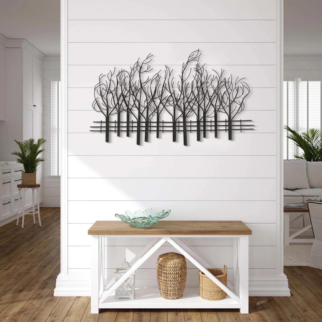 ZenVora Black Metal Tree Wall Decor, Modern Forest Design Wall Art Sculpture for Living Room, Bedroom and Home Decoration