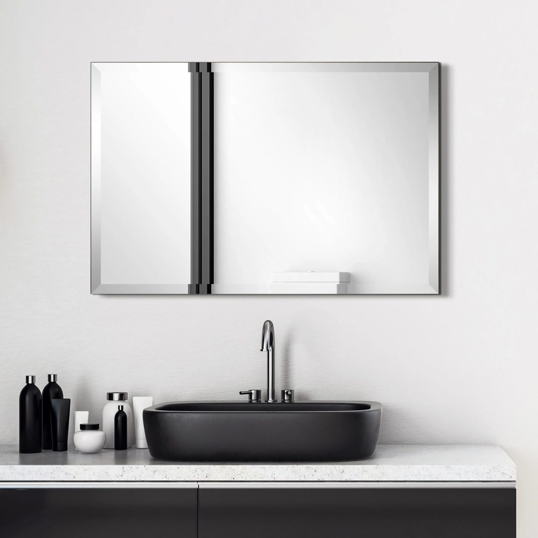 ZenVora Frameless Beveled Prism Wall Mirror, Clear Square or Rectangular Decorative Mirror for Bathroom, Bedroom and Home Decor