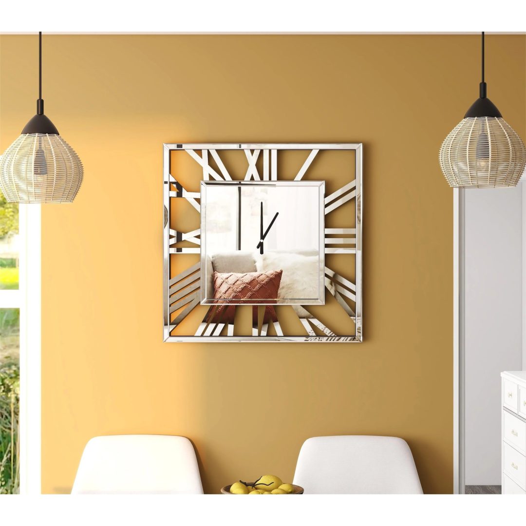 ZenVora Large Modern Mirrored Wall Clock, Oversized Decorative Hanging Clock for Living Room, Bedroom and Home Decor