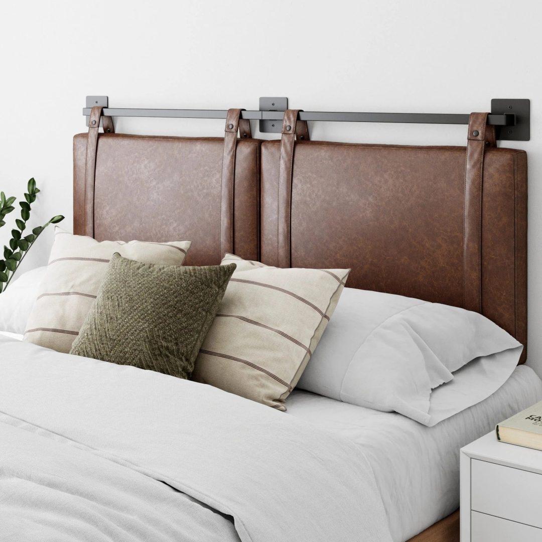 ZenVora Wall Mount Upholstered Headboard with Metal Rail - Modern Bedroom Headboard