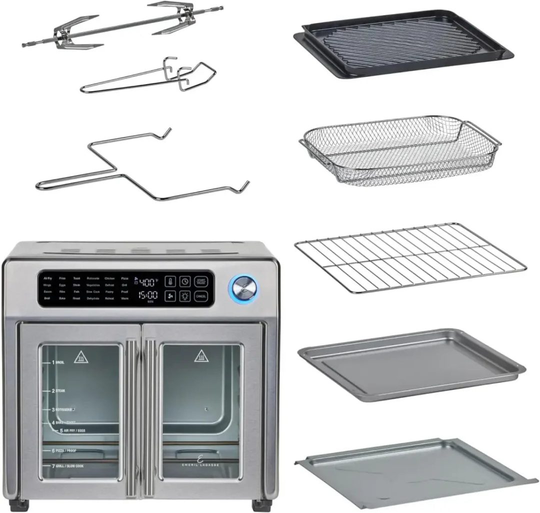ZenVora 26-Qt. Extra-Large Air Fryer Convection Toaster Oven with French Doors, Stainless Steel