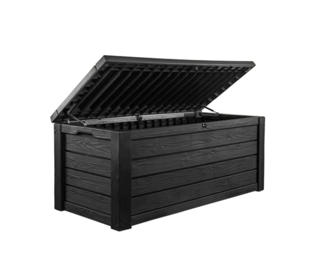 ZenVora 150 Gallon Resin Outdoor Storage Box, Large Deck Container for Patio, Garden and Yard, Dark Gray