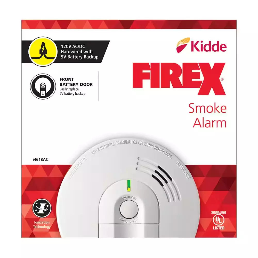 ZenVora Hardwired Smoke Alarm with Ionization Sensor, 120V AC, 9V Battery Backup