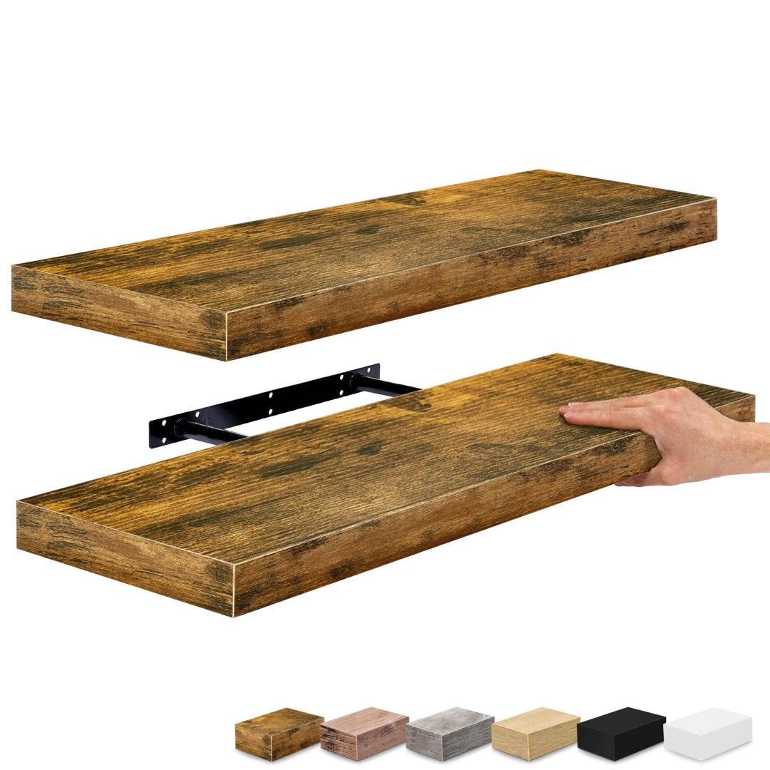 ZenVora 24 Inch Extra Long Floating Wall Shelf, Wall Mounted Display and Storage Shelf for Home Decor