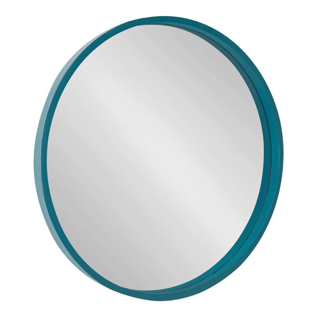 ZenVora Round Wood Accent Wall Mirror, Modern Decorative Wooden Frame Mirror for Living Room, Bedroom and Entryway