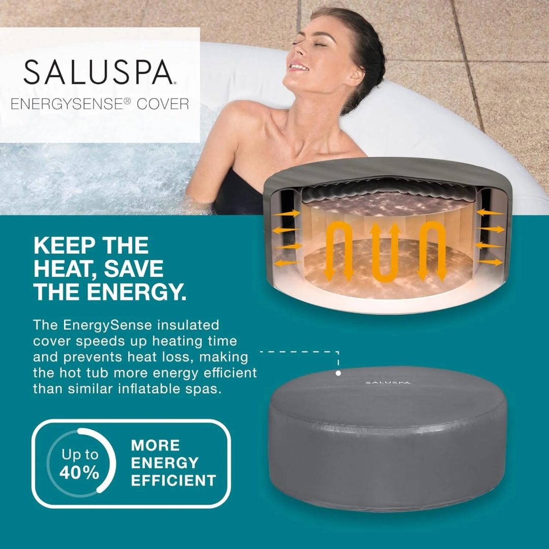 ZenVora 71 x 26-Inch Inflatable Hot Tub Spa for 2-4 Persons, Portable, with 2 Covers, Black