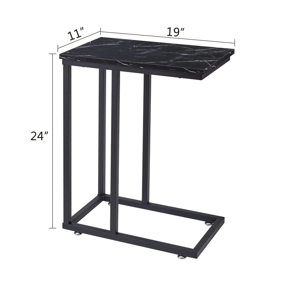 ZenVora Set of 2 C-Shaped Sofa Side Tables, Small End Tables for Living Room, Bedside and TV Tray