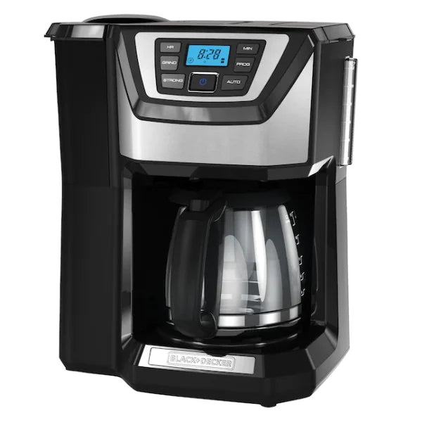 ZenVora 12-Cup Programmable Coffee Maker with Built-In Grinder, Stainless Steel Drip Coffee Machine with Auto Brew