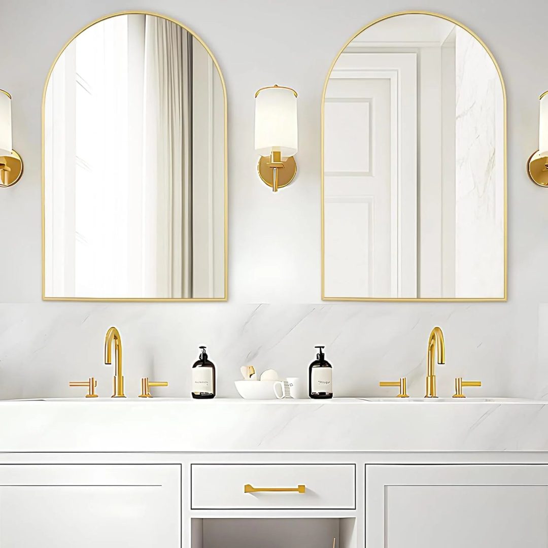 ZenVora Modern Arch Aluminum Bathroom Wall Mirror, Wall Mounted Vanity Mirror for Bathroom, Bedroom and Home Decor