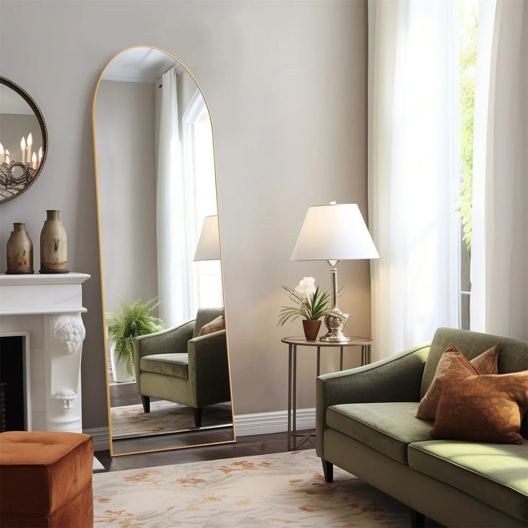 ZenVora Full Length Mirror with Stand, Aluminum Alloy Frame Full Body Floor Mirror for Bedroom and Cloakroom