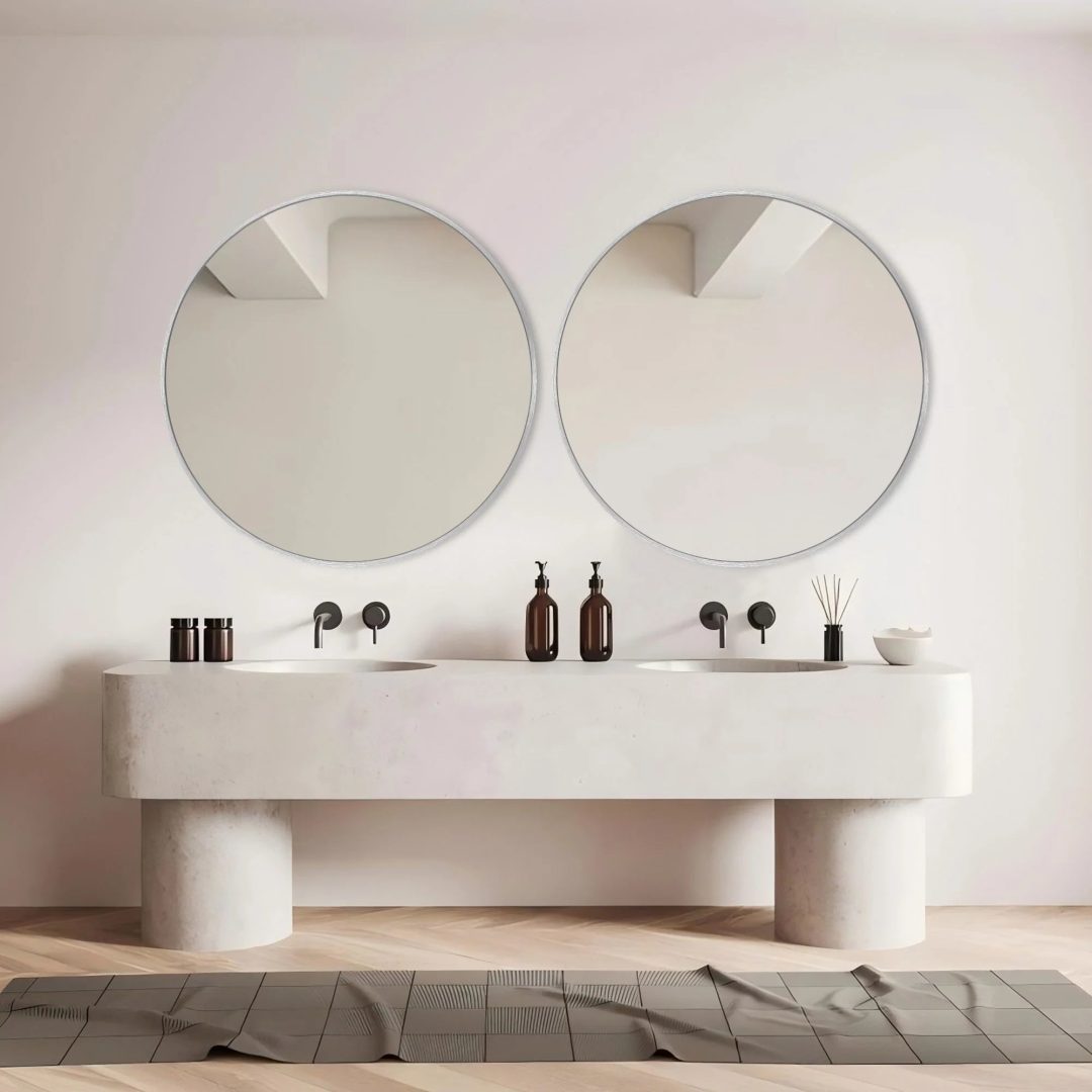 ZenVora Modern Round Bathroom Vanity Mirror, Wall Mounted Circular Mirror for Bathroom, Bedroom and Home Decor