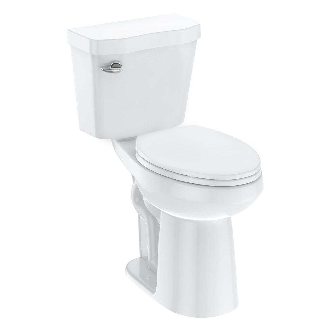 ZenVora Elongated Two-Piece Toilet with Soft Close Seat - 1.28 GPF Siphonic Flush ADA Universal Height Cotton White