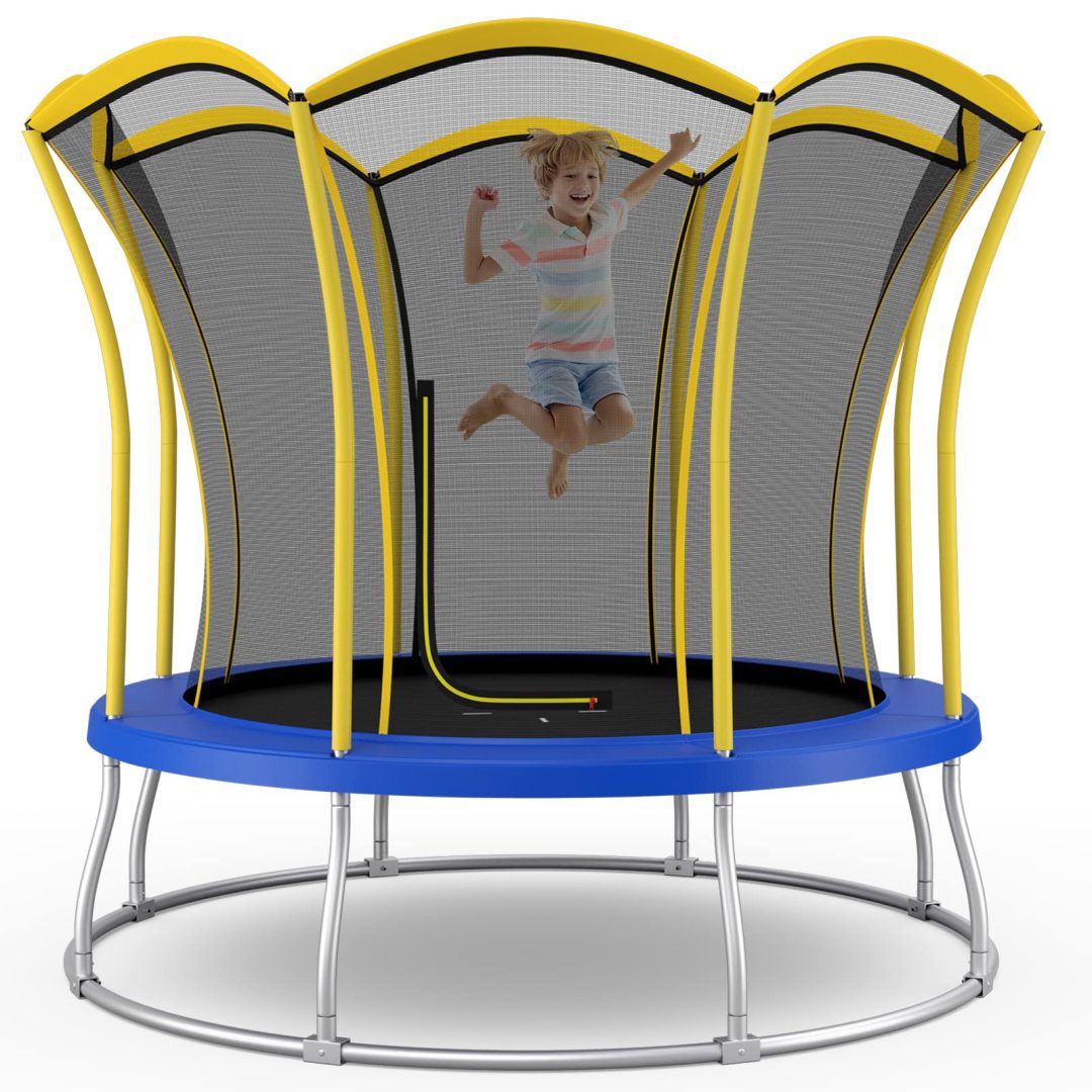 ZenVora 8FT/10FT Outdoor Trampoline – ASTM Approved with Unique Flower Shape