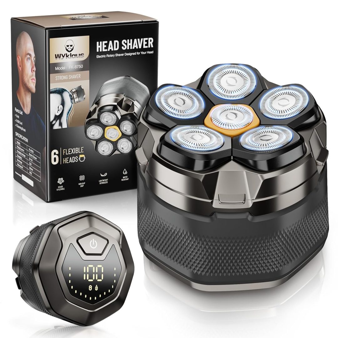 ZenVora Waterproof Hypoallergenic Head & Face Shaver, Rechargeable Electric Razor for Men’s Scalp and Facial Grooming