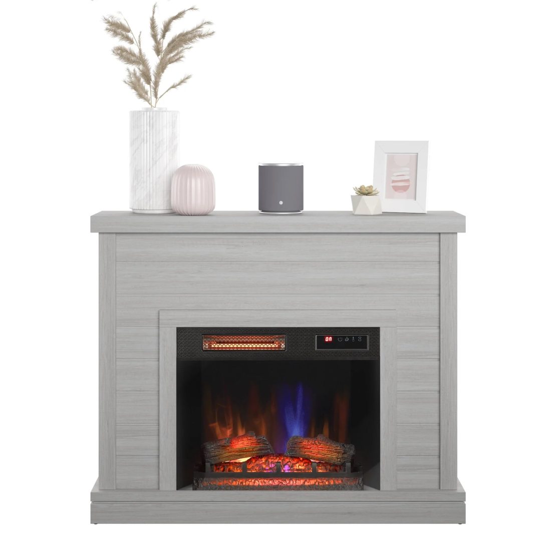 ZenVora 52" Shiplap Wall Fireplace Mantel, Modern Electric Fireplace with 3D Flame Effect Insert for Home Decor