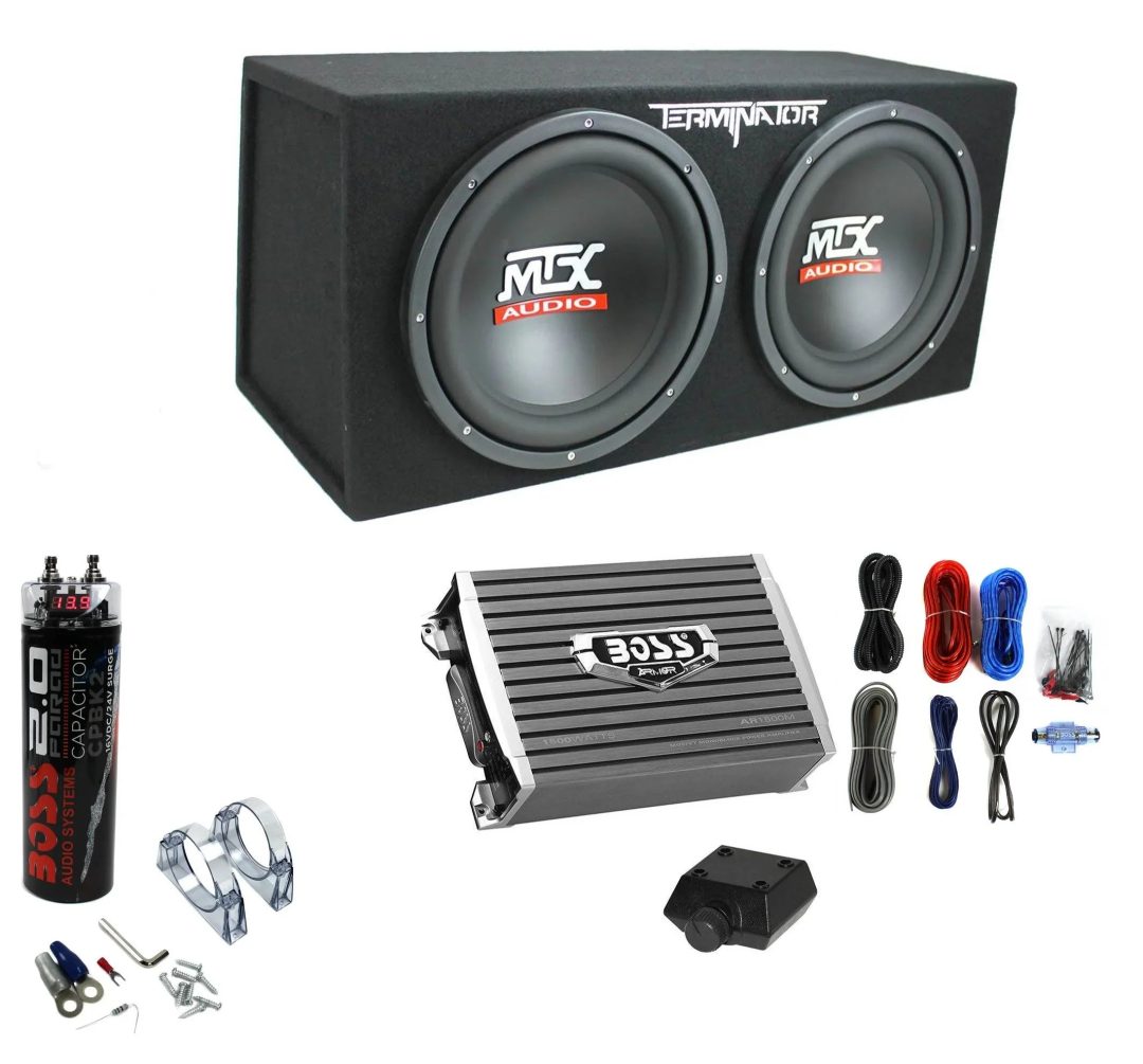 ZenVora 1200W Dual Subwoofer Box with 1500W Amplifier and Capacitor