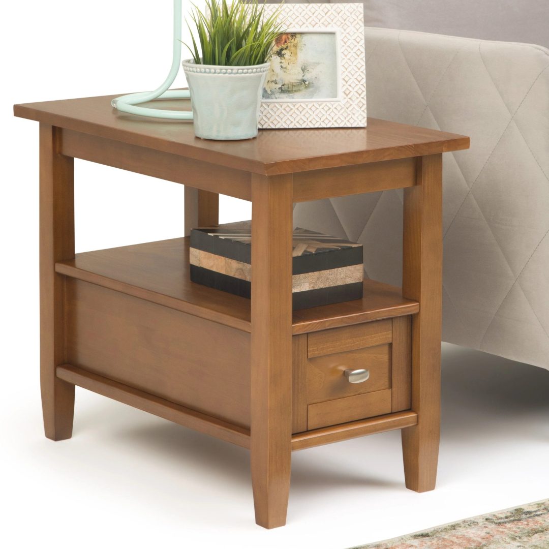 ZenVora 14" Wide Solid Wood Narrow Side Table, Rectangle Transitional Style Accent Table