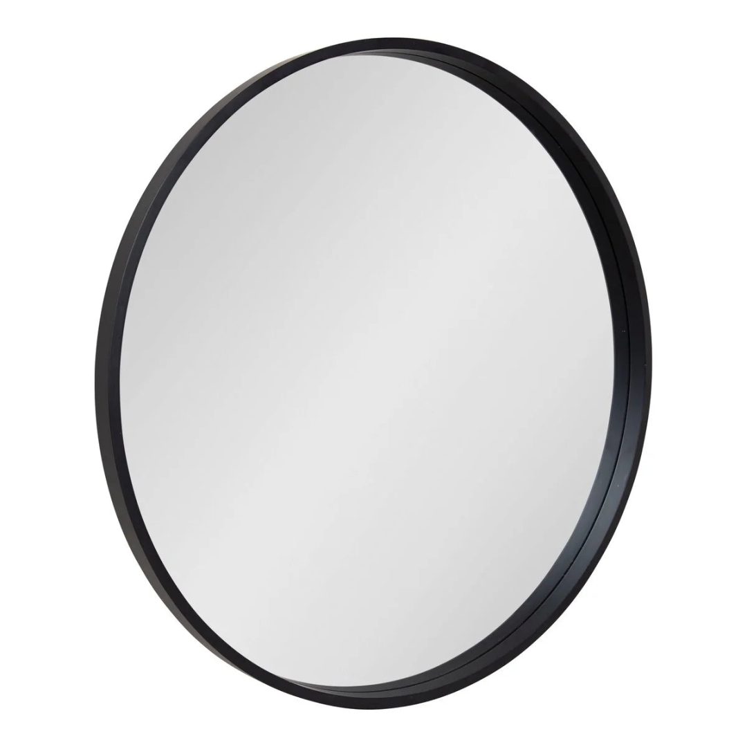 ZenVora Round Wood Accent Wall Mirror, Modern Decorative Wooden Frame Mirror for Living Room, Bedroom and Entryway