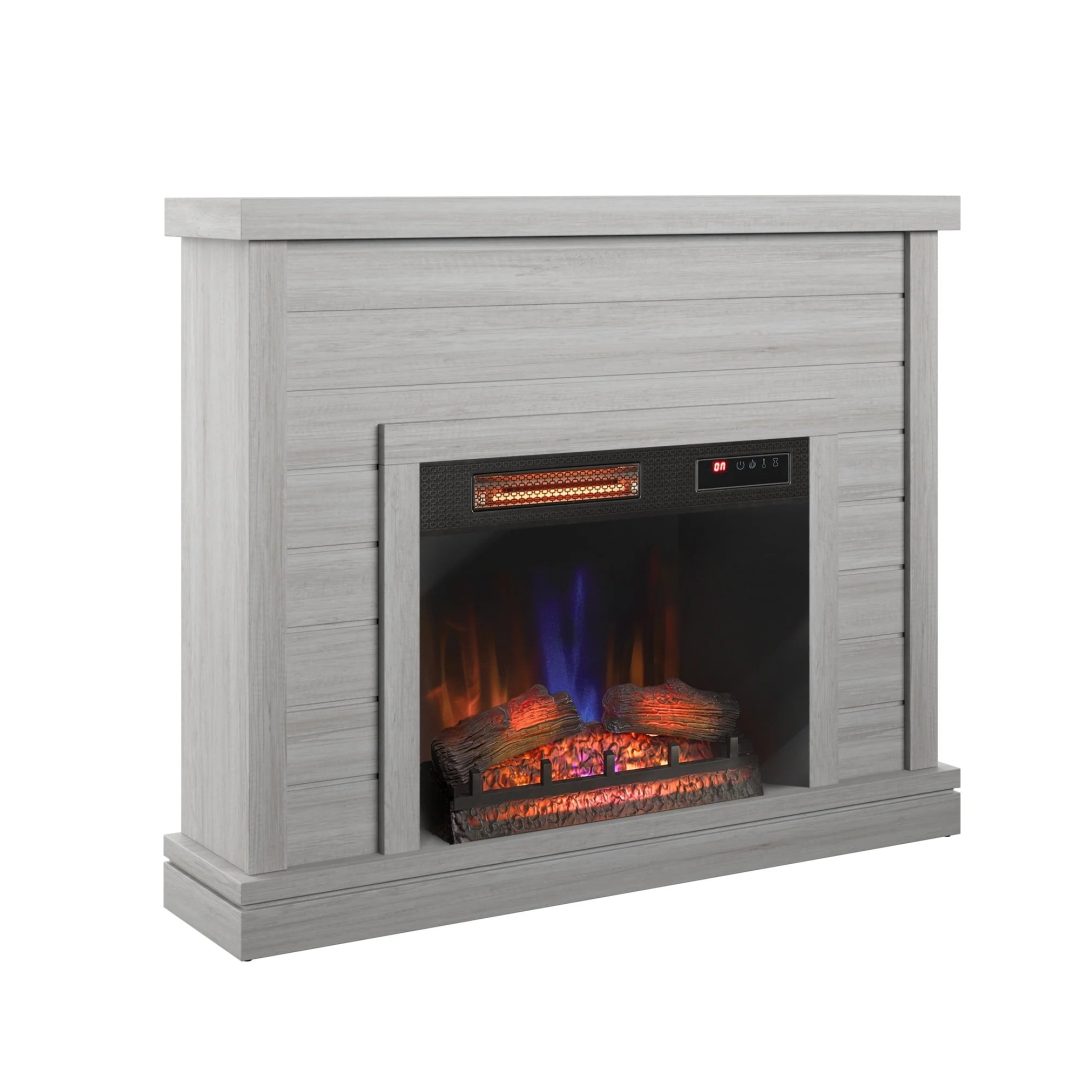 ZenVora 52" Shiplap Wall Fireplace Mantel, Modern Electric Fireplace with 3D Flame Effect Insert for Home Decor
