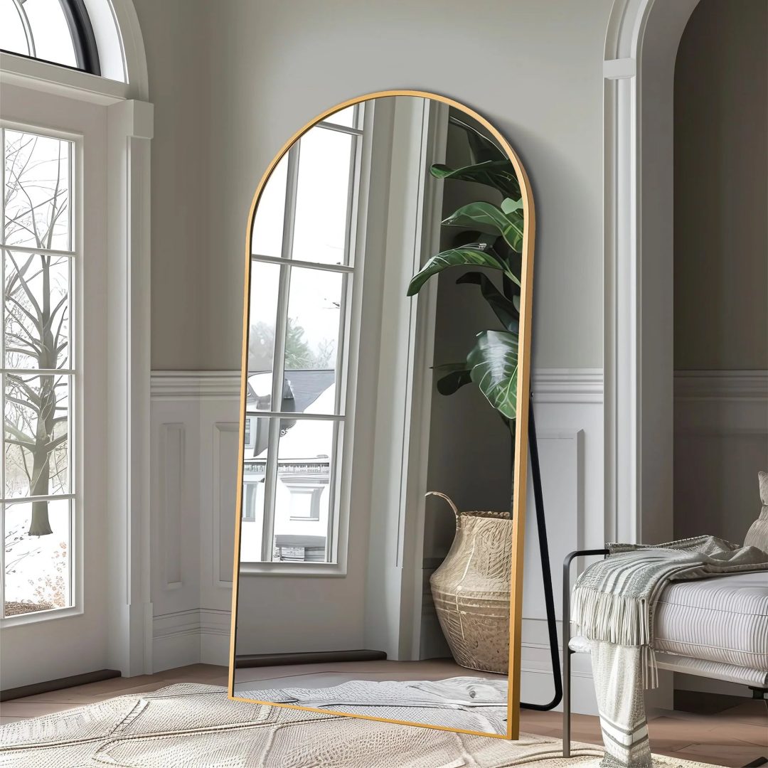 ZenVora Arched Full Length Floor Mirror, Large Full Body Standing and Wall Mounted Mirror for Bedroom, Living Room and Home Decor