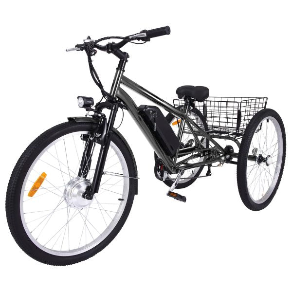 ZenVora 26 Inch Electric Bike for Adults - 7 Speed E-Bike with Basket and Disc Brakes