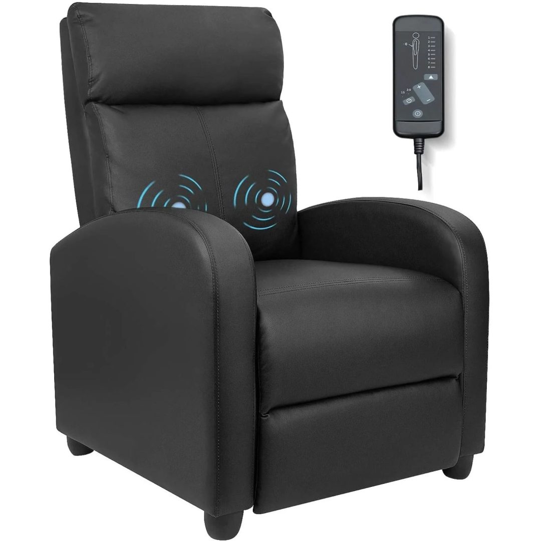 ZenVora Massage Recliner Chair, PU Faux Leather Home Theater Recliner with Padded Seat