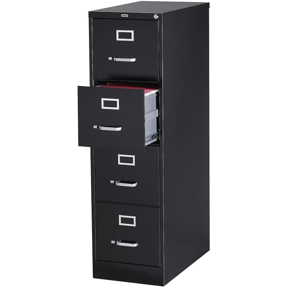 ZenVora 4-Drawer Lockable File Cabinet, Black, 25-Inch D x 15-Inch W