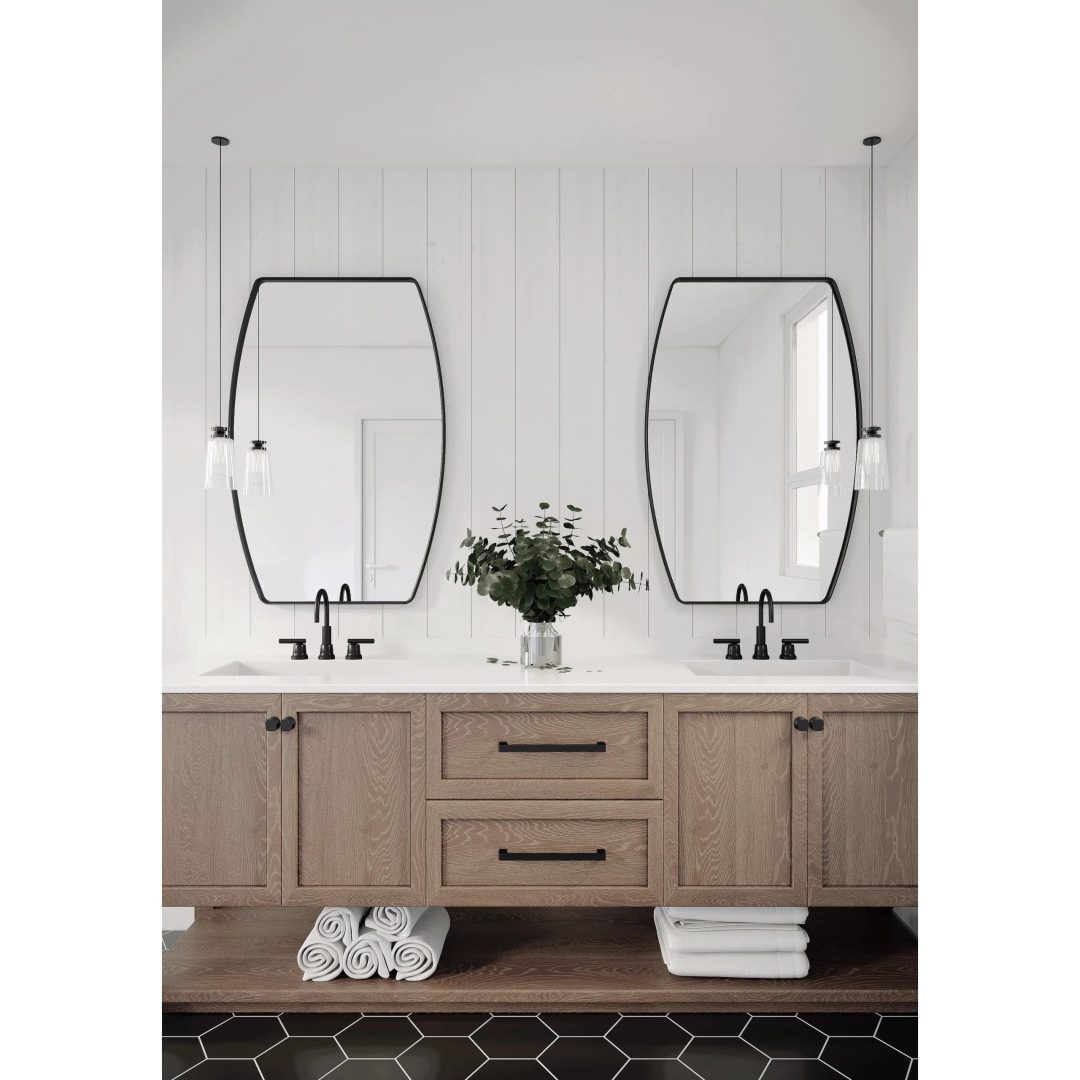 ZenVora Modern Oblong Metal Wall Mirror, Decorative Elongated Hanging Mirror for Living Room, Bedroom and Entryway