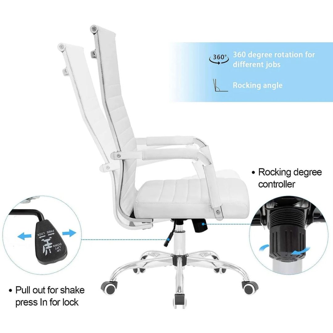 ZenVora Ribbed High Back Office Chair, Ergonomic Conference Desk Chair for Home Office, Meeting Room and Workspace