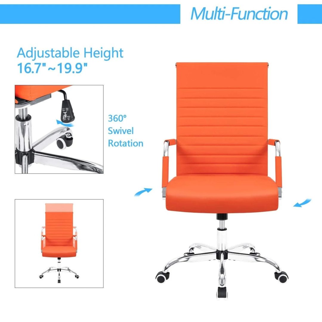 ZenVora Ergonomic Ribbed Office Chair, Modern Computer Desk Chair with Comfortable Upholstered Seat for Home and Office