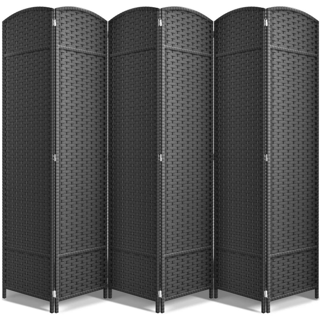 ZenVora 6 Panel Room Divider, 6ft Tall Extra Wide Folding Privacy Screen with Hand-Woven Mesh Panels
