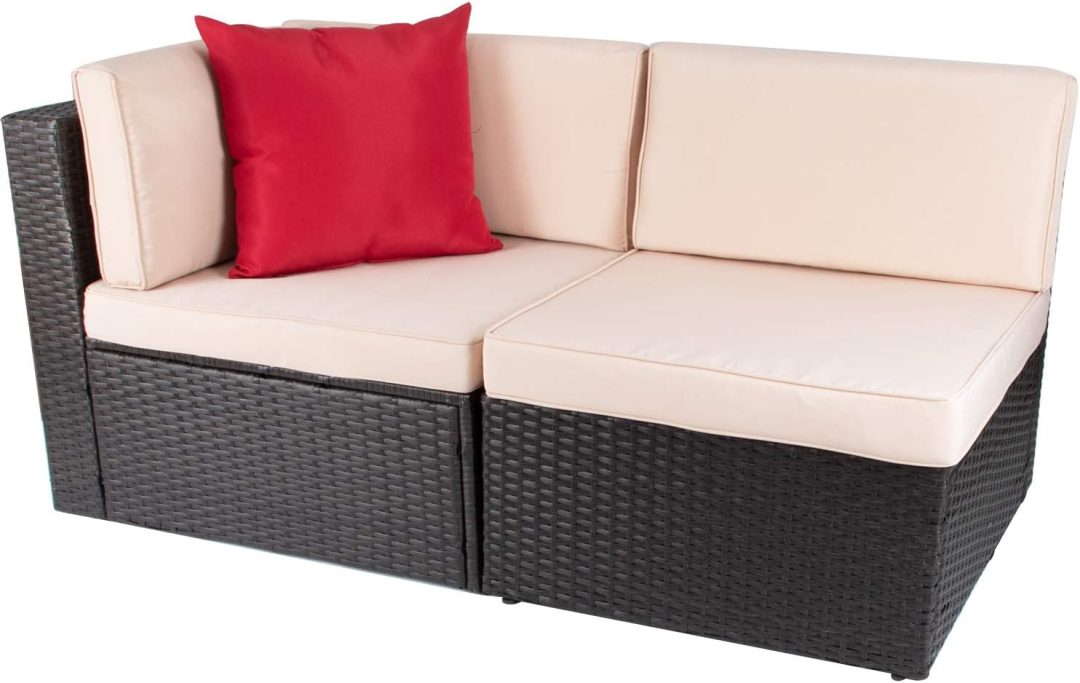 ZenVora 5-Piece All-Weather Patio Furniture Set with Cushions, Outdoor Wicker Conversation Sofa Set for Garden, Deck & Backyard