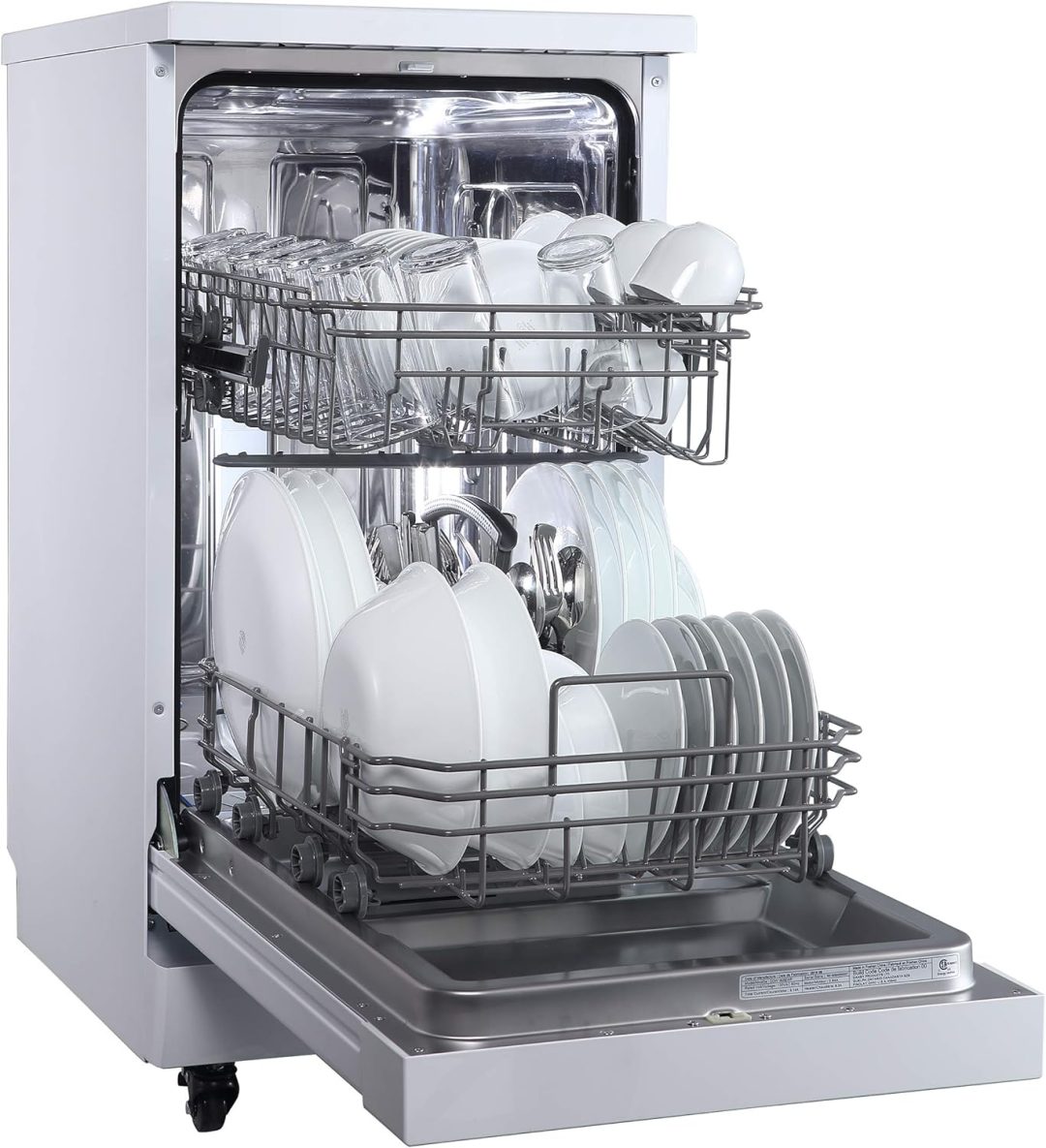 ZenVora 18 Inch Portable Dishwasher - 8 Place Settings Countertop/Compact Dish Washer White