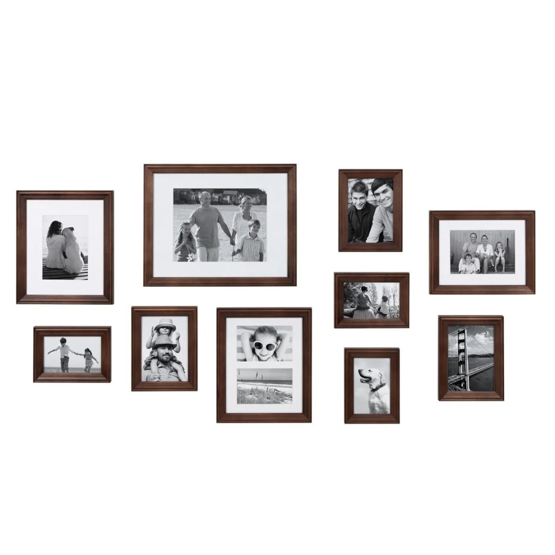 ZenVora 10-Piece Wood Gallery Wall Picture Frame Set, Decorative Photo Display Frames for Living Room, Bedroom and Home Decor