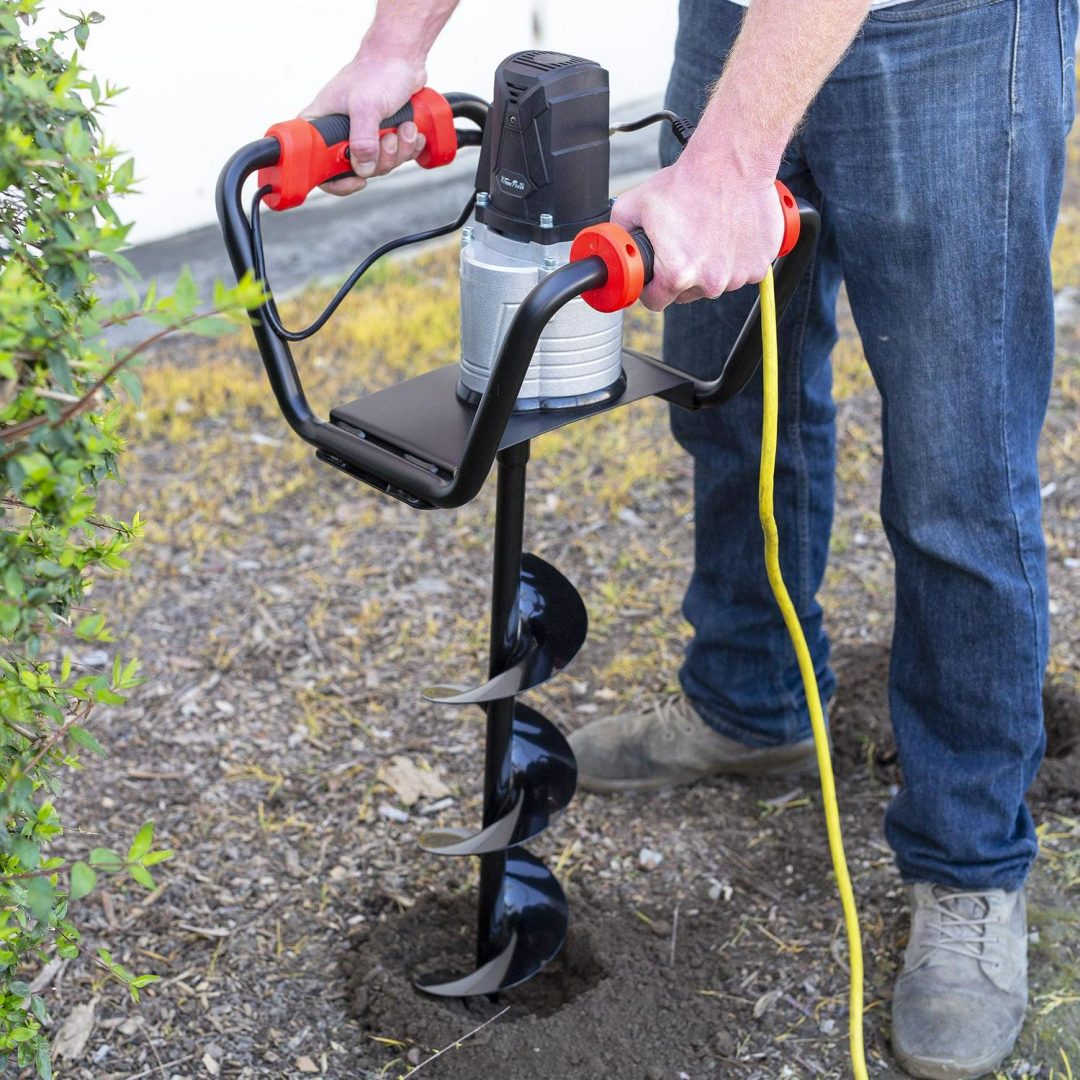 ZenVora 1500W Electric Post Hole Digger with Anti-Vibration Handle and Safety Lock