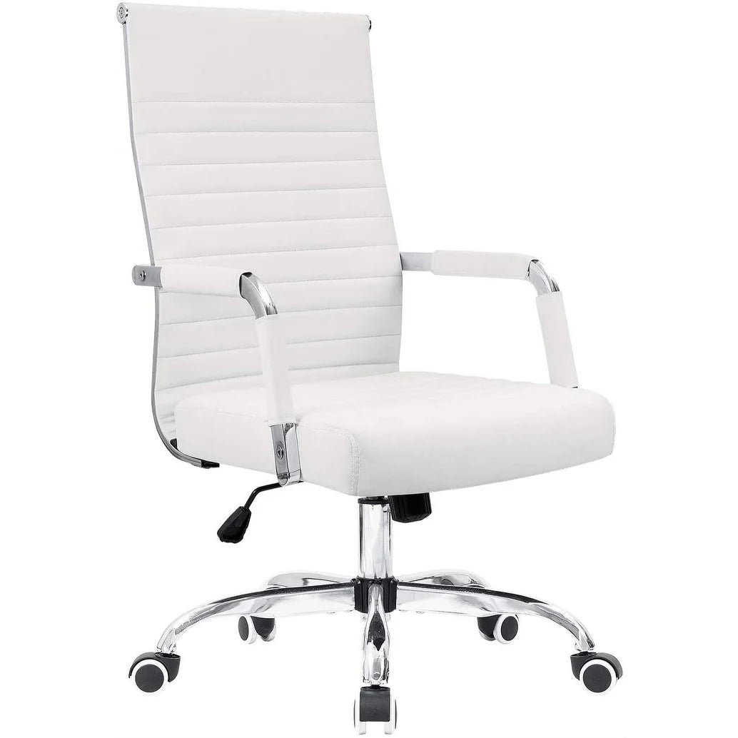 ZenVora Ergonomic Ribbed Office Chair, Modern Computer Desk Chair with Comfortable Upholstered Seat for Home and Office