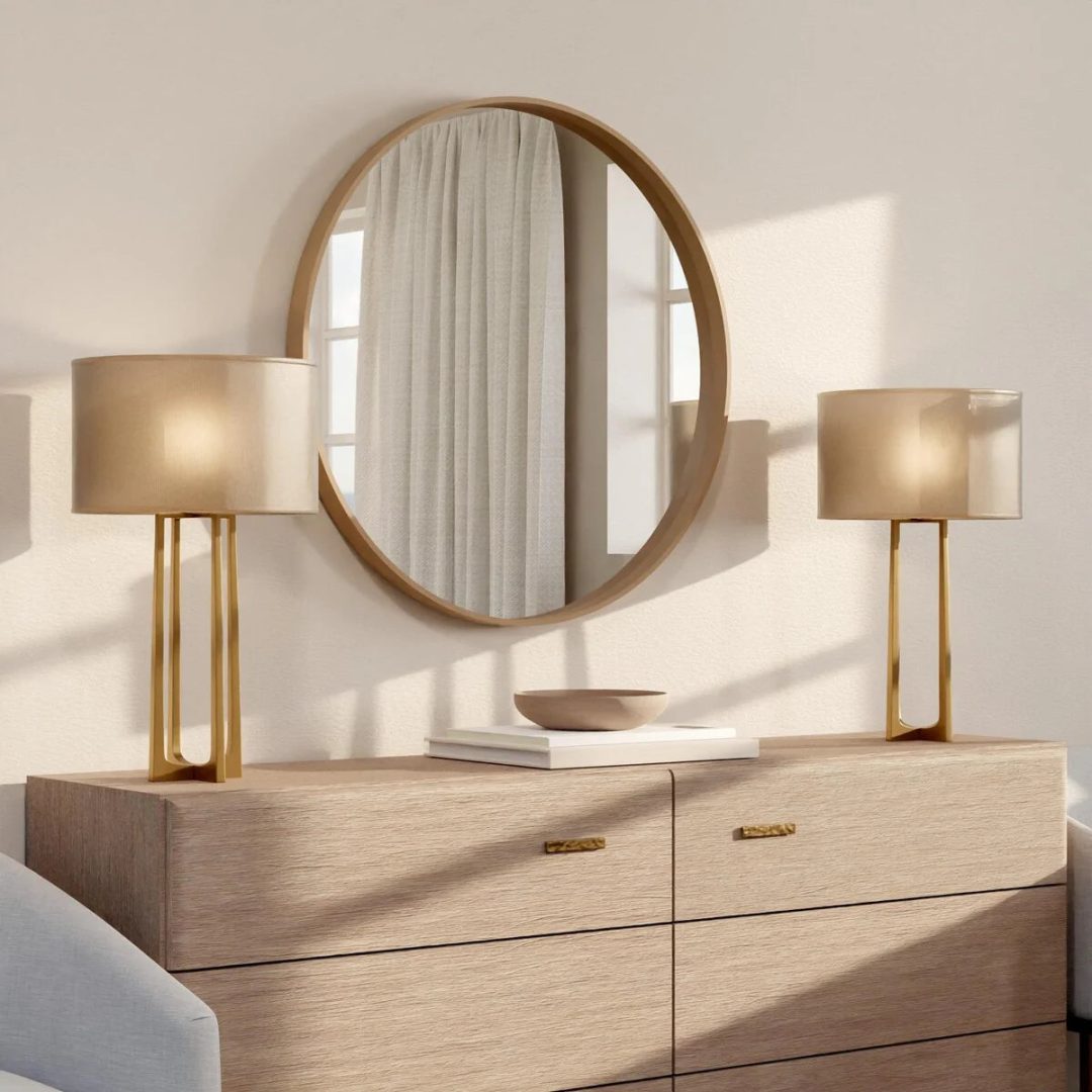 ZenVora Classic Farmhouse Round Wall Mirror, Wooden Frame Decorative Accent Mirror for Living Room, Bedroom and Entryway