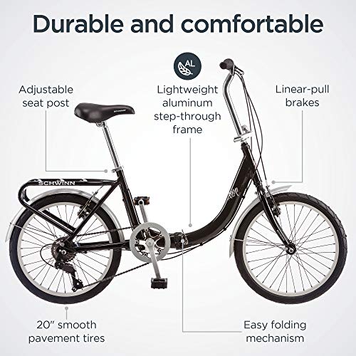 ZenVora 20-Inch Folding Adult Bike for Men and Women, 7-Speed Drivetrain
