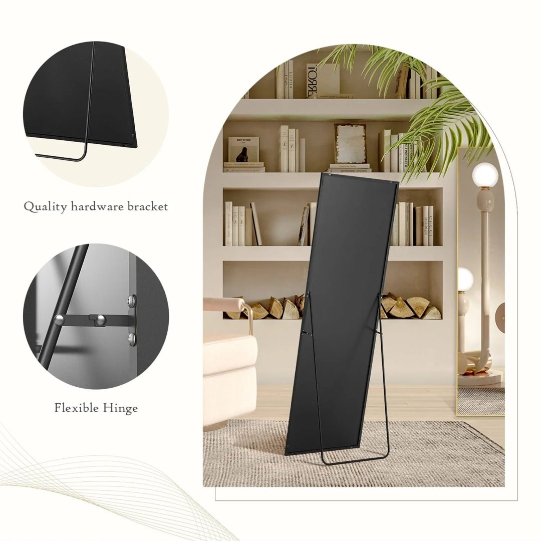 ZenVora Full Length Mirror with Stand, Aluminum Alloy Frame Full Body Floor Mirror for Bedroom and Cloakroom