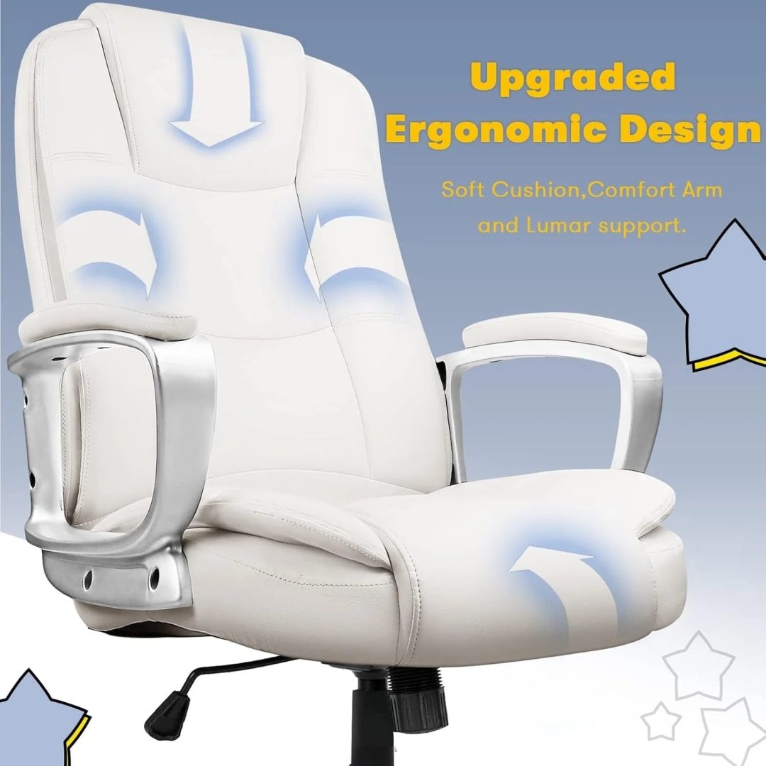 ZenVora Big and Tall Executive Office Chair, High Back Ergonomic Leather Chair, 400 lb Capacity