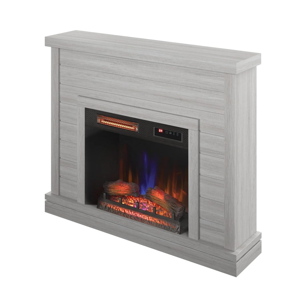 ZenVora 52" Shiplap Wall Fireplace Mantel, Modern Electric Fireplace with 3D Flame Effect Insert for Home Decor