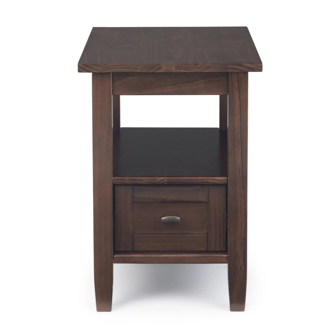 ZenVora 14" Wide Solid Wood Narrow Side Table, Rectangle Transitional Style Accent Table