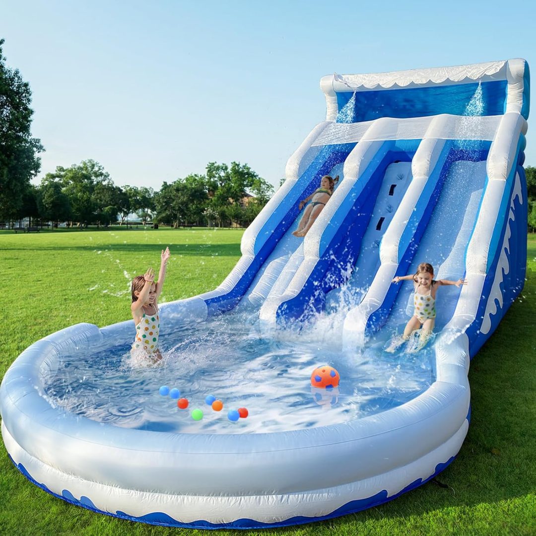 ZenVora 24.5FT Inflatable Water Slide Bounce House - Commercial Oxford Cloth Castle with Climbing Wall, Slide, Splash Pool & Blower