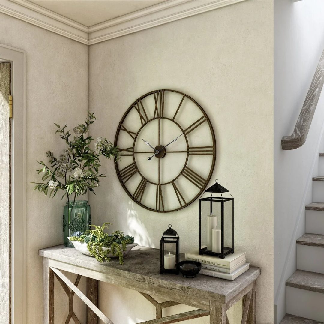 ZenVora Modern Round Metal Wall Clock, Decorative Circular Hanging Clock for Living Room, Bedroom and Office