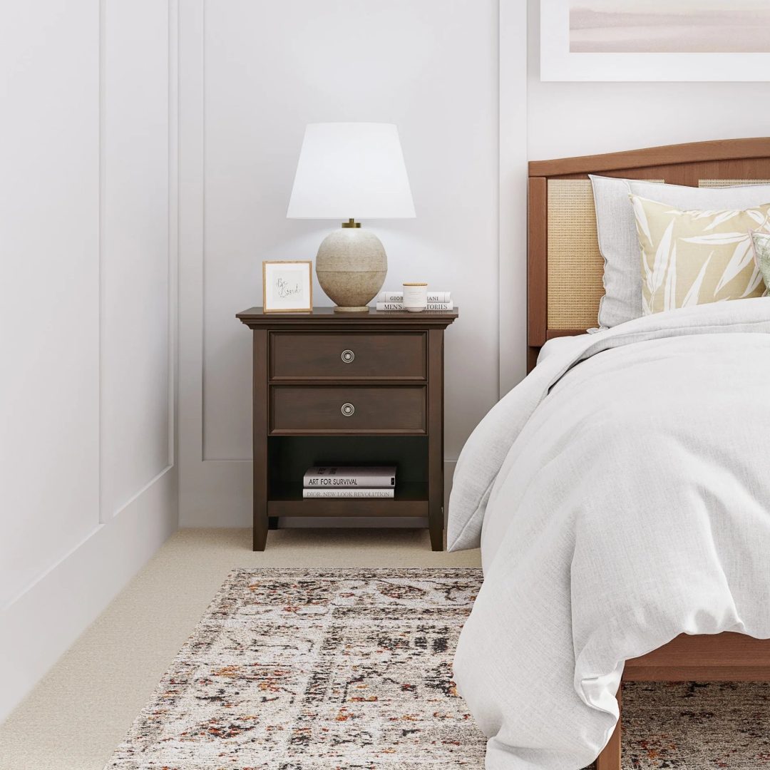 ZenVora 24 Inch Wide Solid Wood Nightstand, Bedside Table and Bedroom End Table